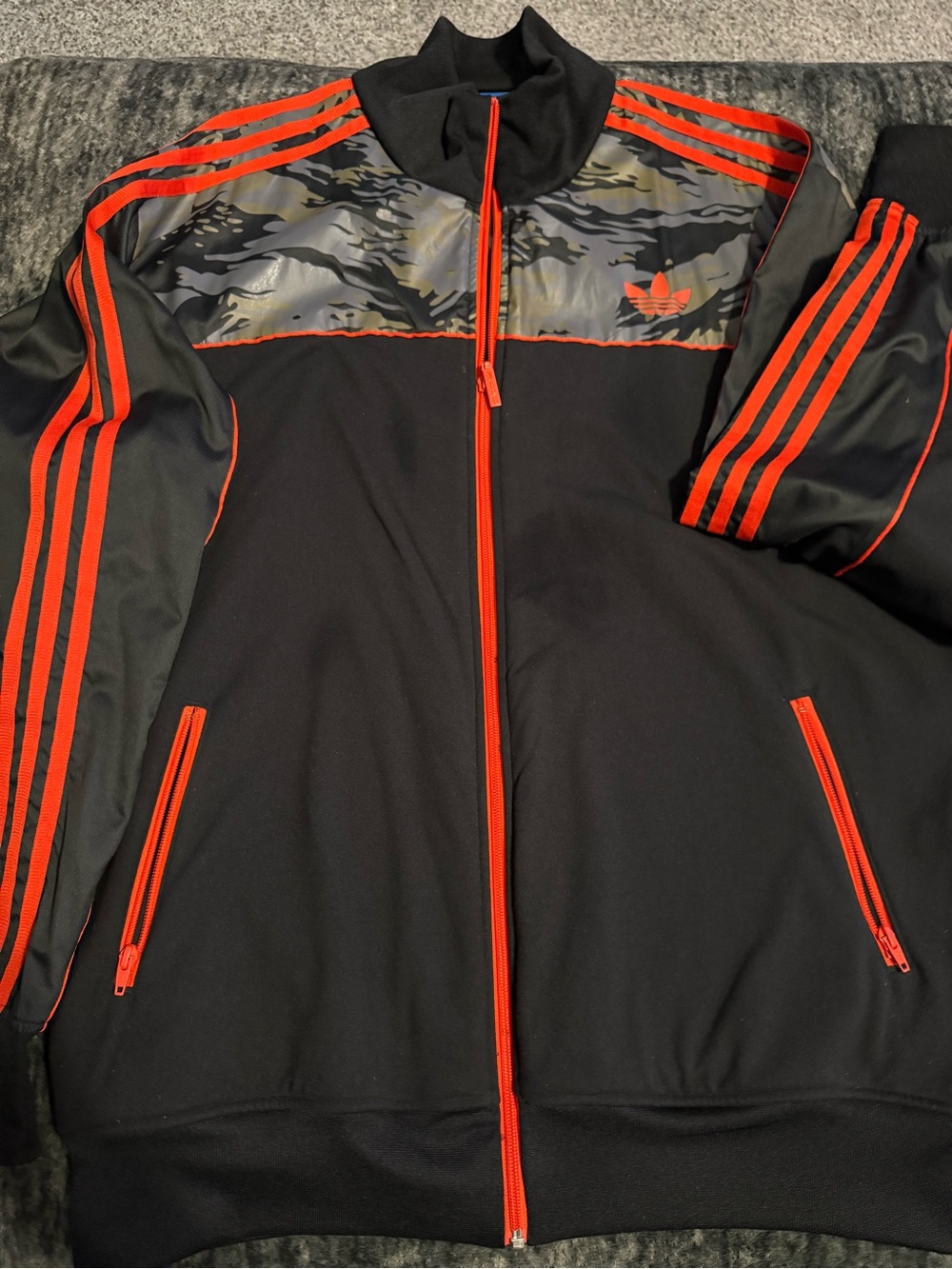 adidas Black Track Jacket with Orange Accents